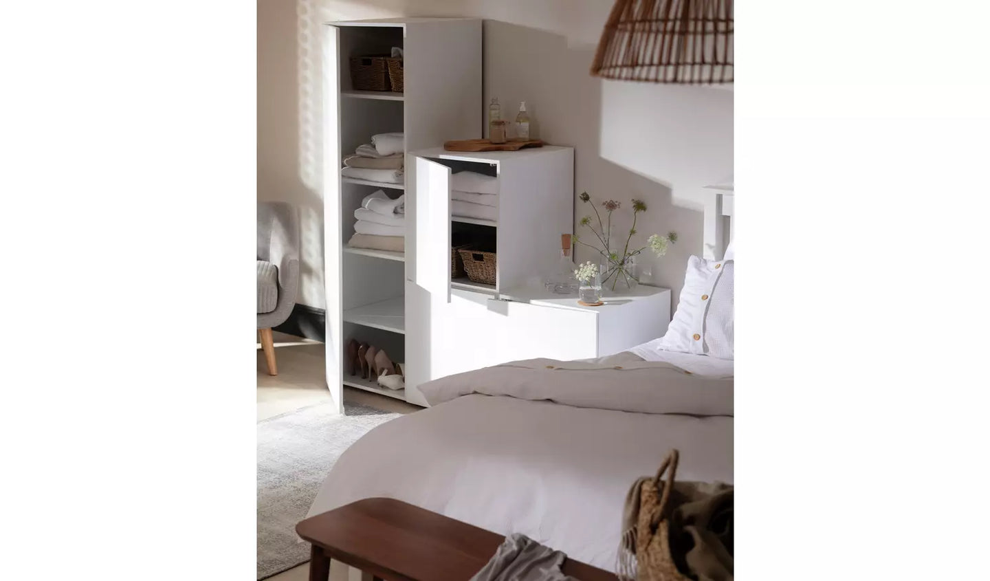 Malibu Stepped Small Storage Wardrobe - White